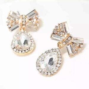 CRYSTAL BOW Post Earrings, Bridal Statement, Special Occasion Earrings #158